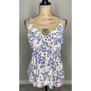 EXPRESS- White Floral Baby Doll Tank Top Size Large